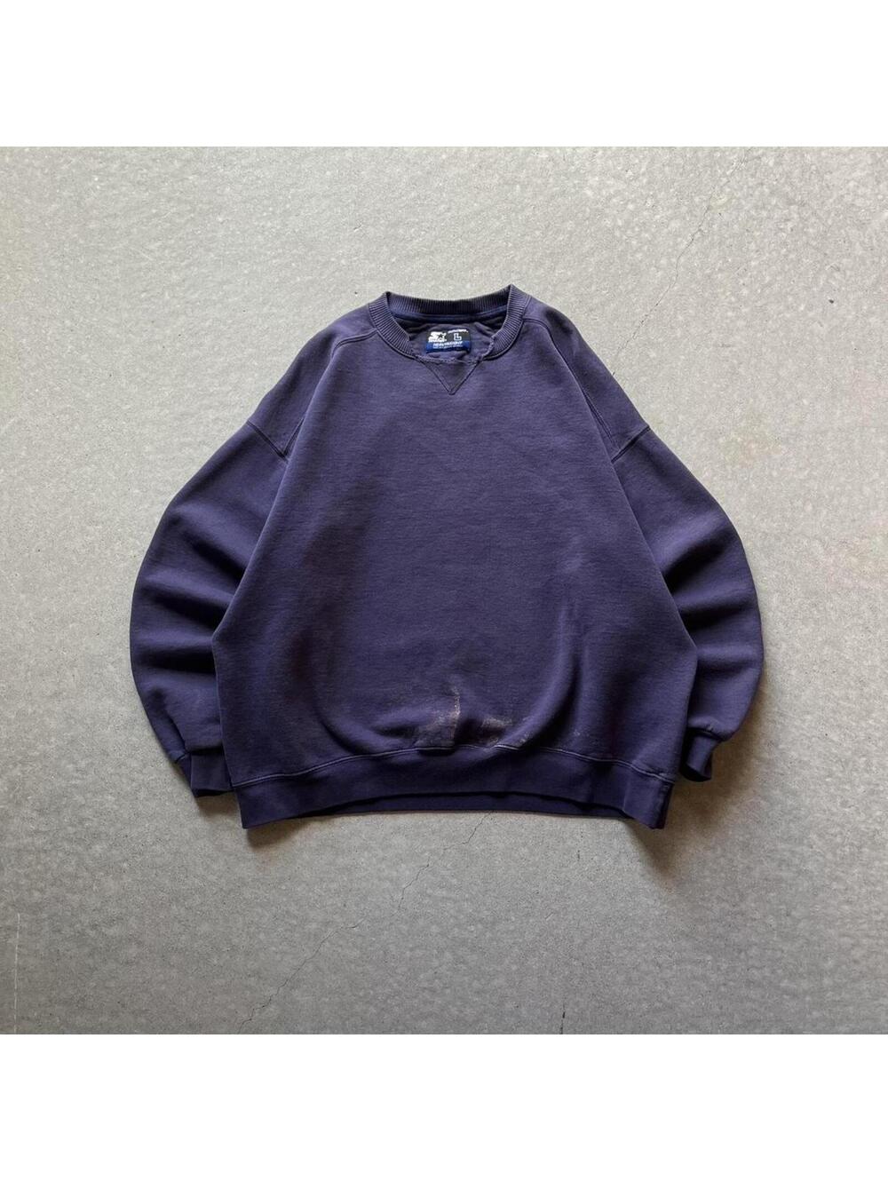 Vintage 90s Starter Heavyweight Blank Navy Crewneck Sweatshirt